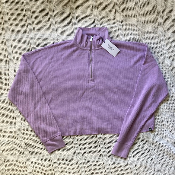 NEW Calvin Klein jeans cropped quarter zip - Picture 2 of 7